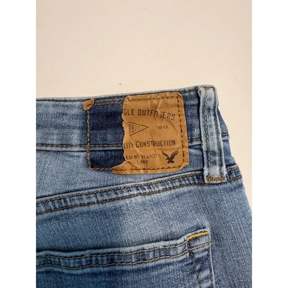 American Eagle 360 Extreme Flex Slim Straight Jeans Mens 31x32 Blue Distressed